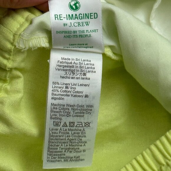 J.Crew Womens Neon Green Drawstring Elastic Waist Pants Size 10 Linen pockets - Picture 4 of 10